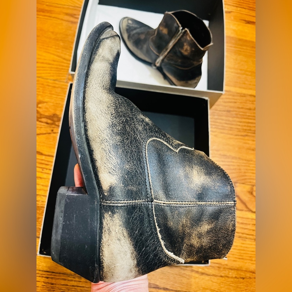 Golden Goose YOUNG Ankle Boots US size 8 IT 38 Black Tobacco Tan ITALIAN Leather - Picture 6 of 16